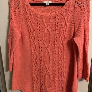 Elegant Coral Cable Knit Sweater